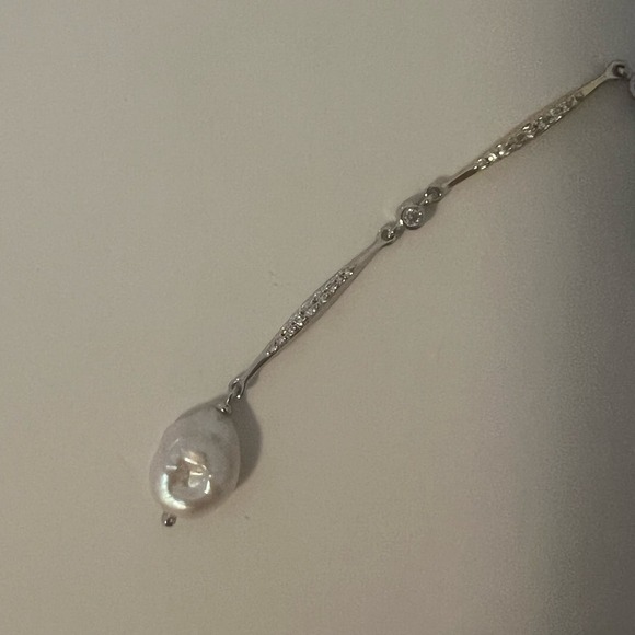 Carolee River Freshwater Pearl Linear Cubic Zirconia Drop Earrings NEW - Picture 5 of 7